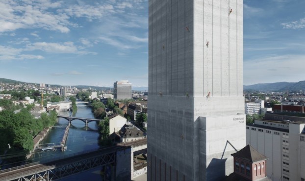 Die Kletterwand am Swissmill-Silo wäre die weltweit höchste ihrer Art.