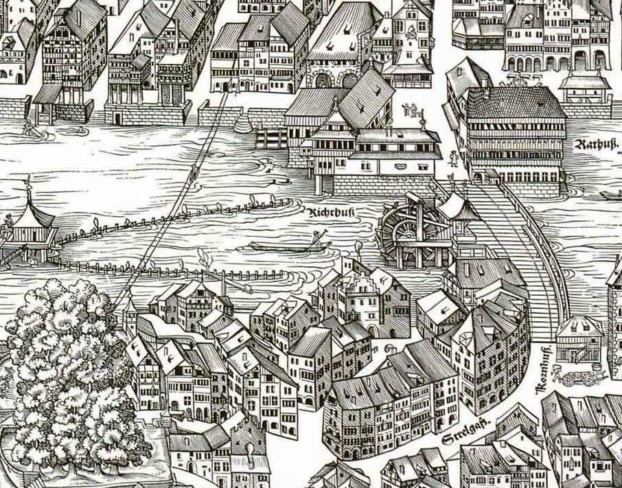 Die Seilbahn auf dem Murerplan über die Limmat.