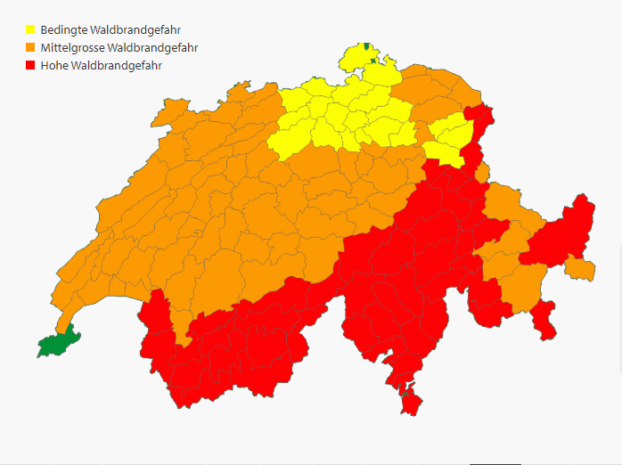 Hohe Waldbrandgefahr im Süden der Schweiz.