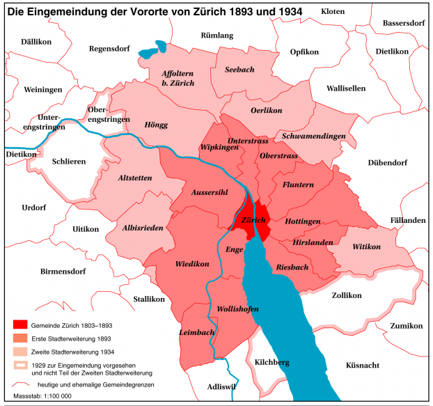 Die Eingemeindung der Zürcher Vororte 1894 und 1934